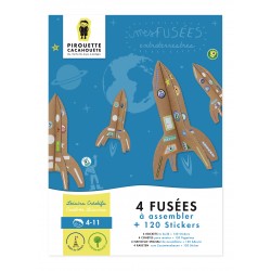 4 Fusées à Assembler + 120 Stickers - Pirouette Cacahouète