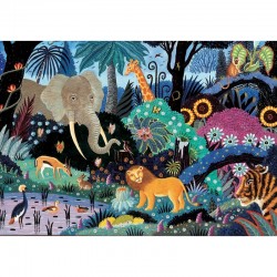 Puzzle 50 Pièces "Nuit dans la Jungle" - Découpé à la Main - Puzzle Wilson