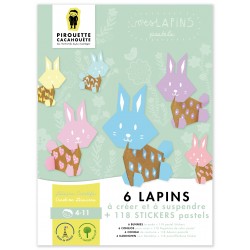 6 Lapins à Fabriquer + 118 Stickers - Pirouette Cacahouète