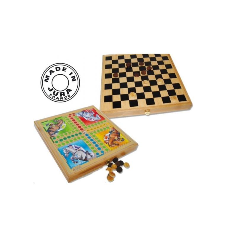 Coffret Combo 4 jeux en 1 en bois classique - Fait main en Grèce