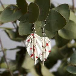 Boucles d'oreilles Origami Feuilles Blanches - La petite fabrique d'Estelle