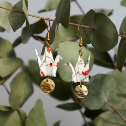 Boucles d'oreilles Origami Grues Blanches - La petite fabrique d'Estelle