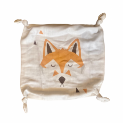 Doudou plat renard en coton bio - Carotte et Cie