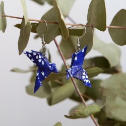 Boucles d'oreilles Origami couple de Colombes violettes