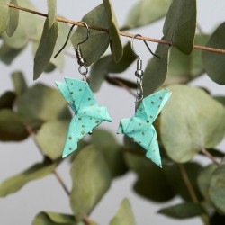 Boucles d'oreilles Origami couple de Colombes turquoise