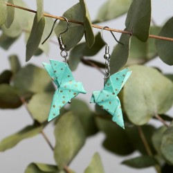 Boucles d'oreilles Origami Colombes turquoise