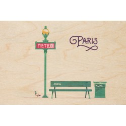 Carte postale en bois "Banc...