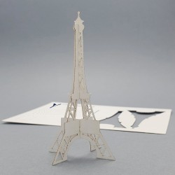 Carte postale Tour Eiffel 3D en bois montée - fabriquée à Paris - Atelier Pato