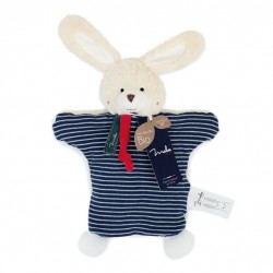 Marionnette-doudou "Lapin" en coton bio - 25cm - Maïlou Tradition