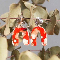 Boucles d'oreilles Origami "Niji" rouge fleuri