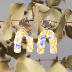 Boucles d'oreilles Origami "Niji" hortensia