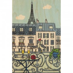 Carte postale en bois "Paris tour Eiffel" - Woodhi