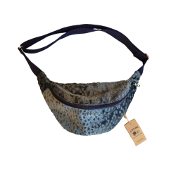 Sac banane en velours "Bleu" - Taille XL - fait main